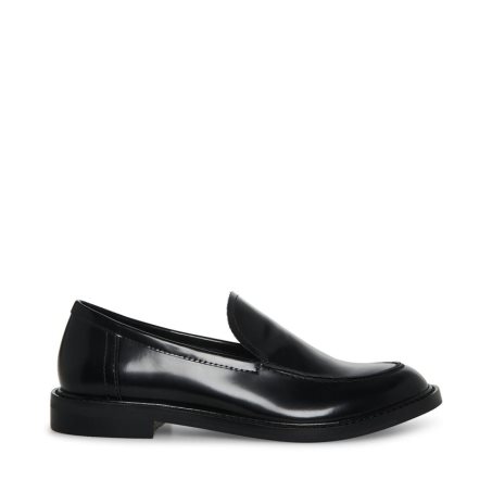 Black Steve Madden Larusso Leather Women's Loafers | PH 7293KDH